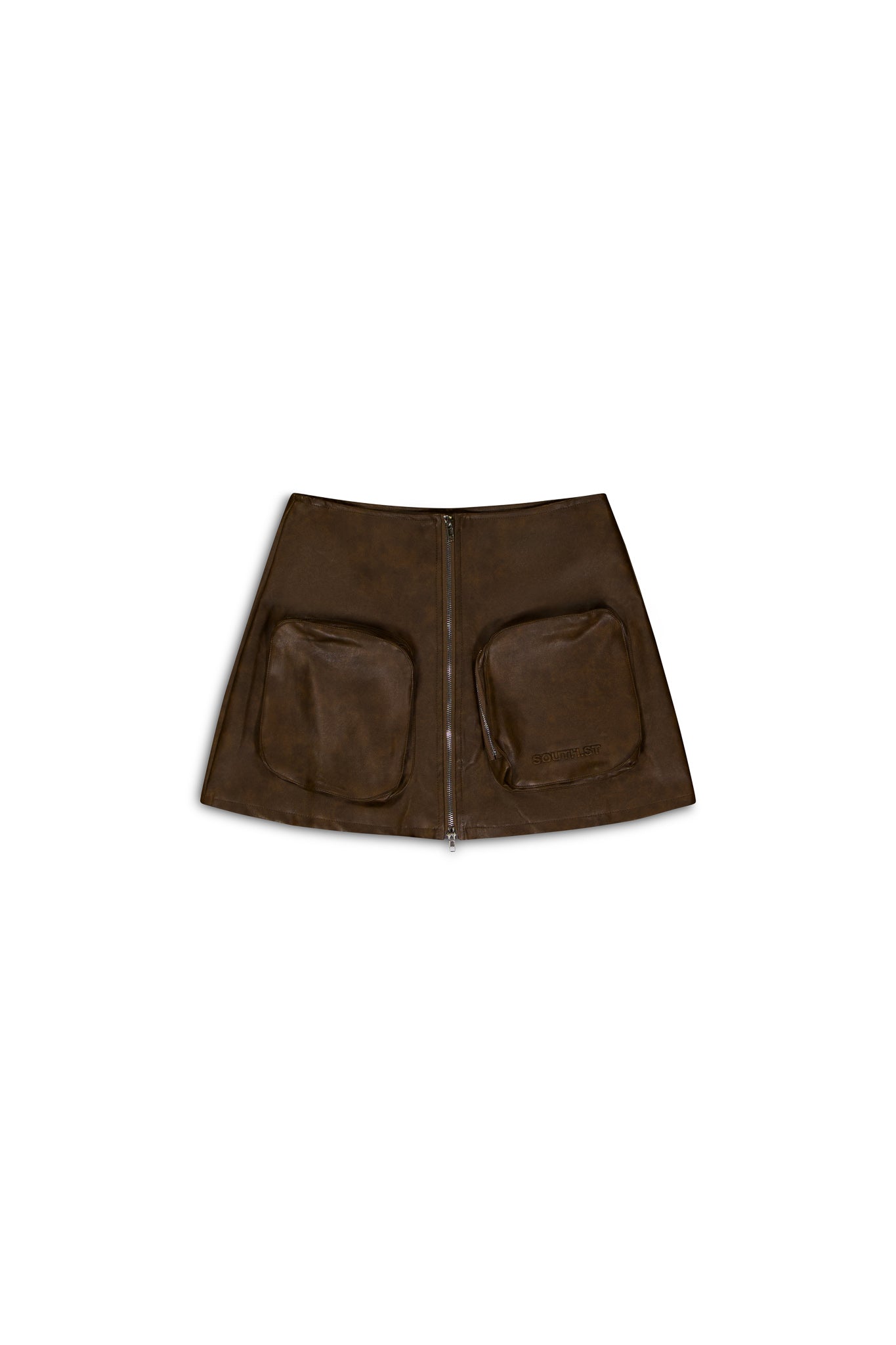 VEGAN LEATHER SKIRT - Brown