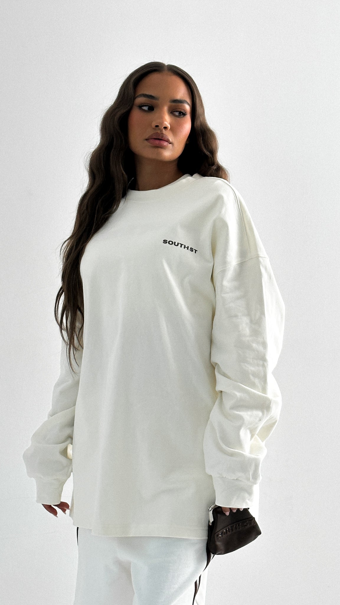 MANNERS LONG SLEEVE TEE - White/Brown