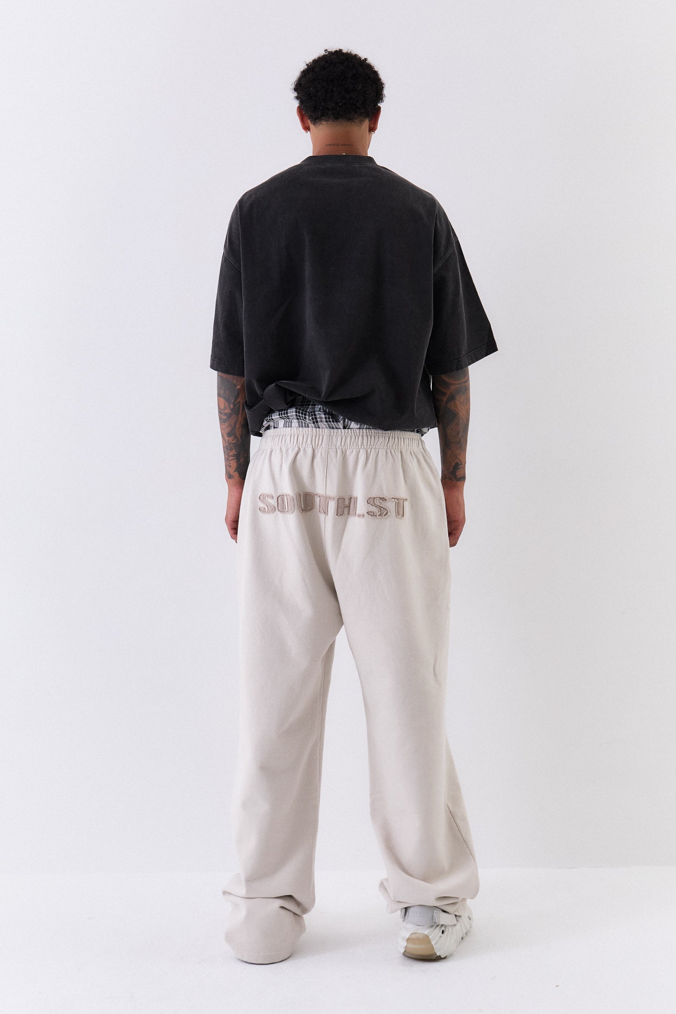 VINTAGE STITCHED LOGO SWEATPANTS - Washed bone