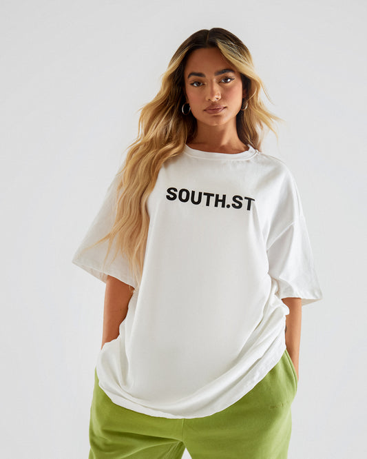 "SOUTH" TEE - White/black